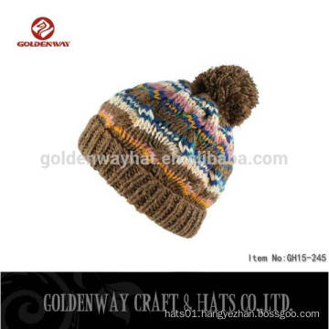 Taizhou knitted pom pom beanie hats wholesale